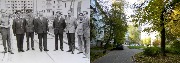 Автор – В. Разумкина. На старом фото - И.С. Косьминов с коллегам возле домов № 1, № 2 – 1 квартала. На новом фото- 2014 год